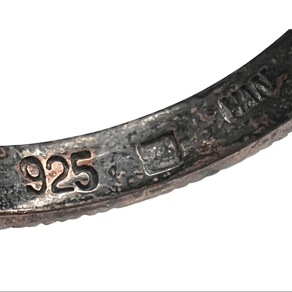 Vintage Sterling Silver Red White & Blue Paved Gemstone Stackable Band Rings - Picture 6 of 7